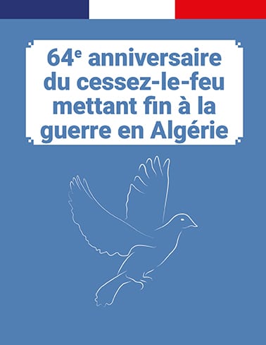 Le Conseil Municipal et le Comité d’Entente des Anciens Combattants et Victimes de Guerre invitent la population à la cérémonie commémorative du 64e anniversaire du cessez-le-feu en Algérie, le jeudi 19mars 2026 à 10h30 au cimetière communal de Vigneux-sur-Seine.